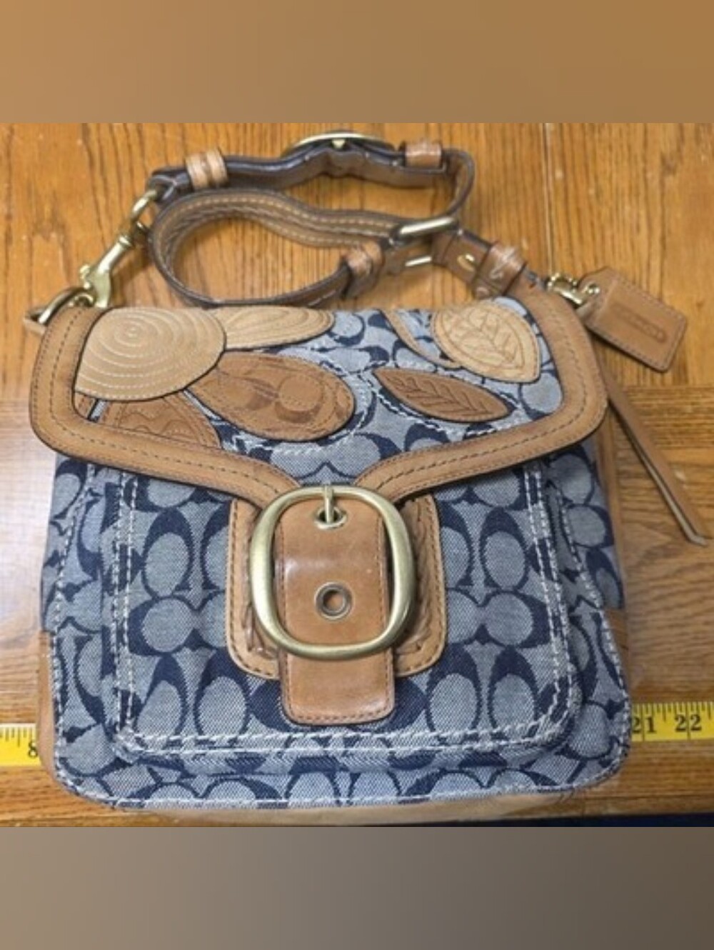 HTF Coach Signature Denim/Leather  Bleecker Shoulder Bag 11780